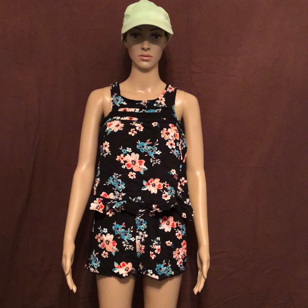 Black Floral Romper